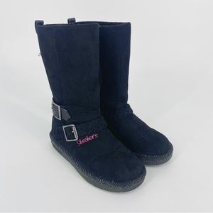 Skechers Black Boots Toasty Toes Braid Tall Boots Girls Size 11